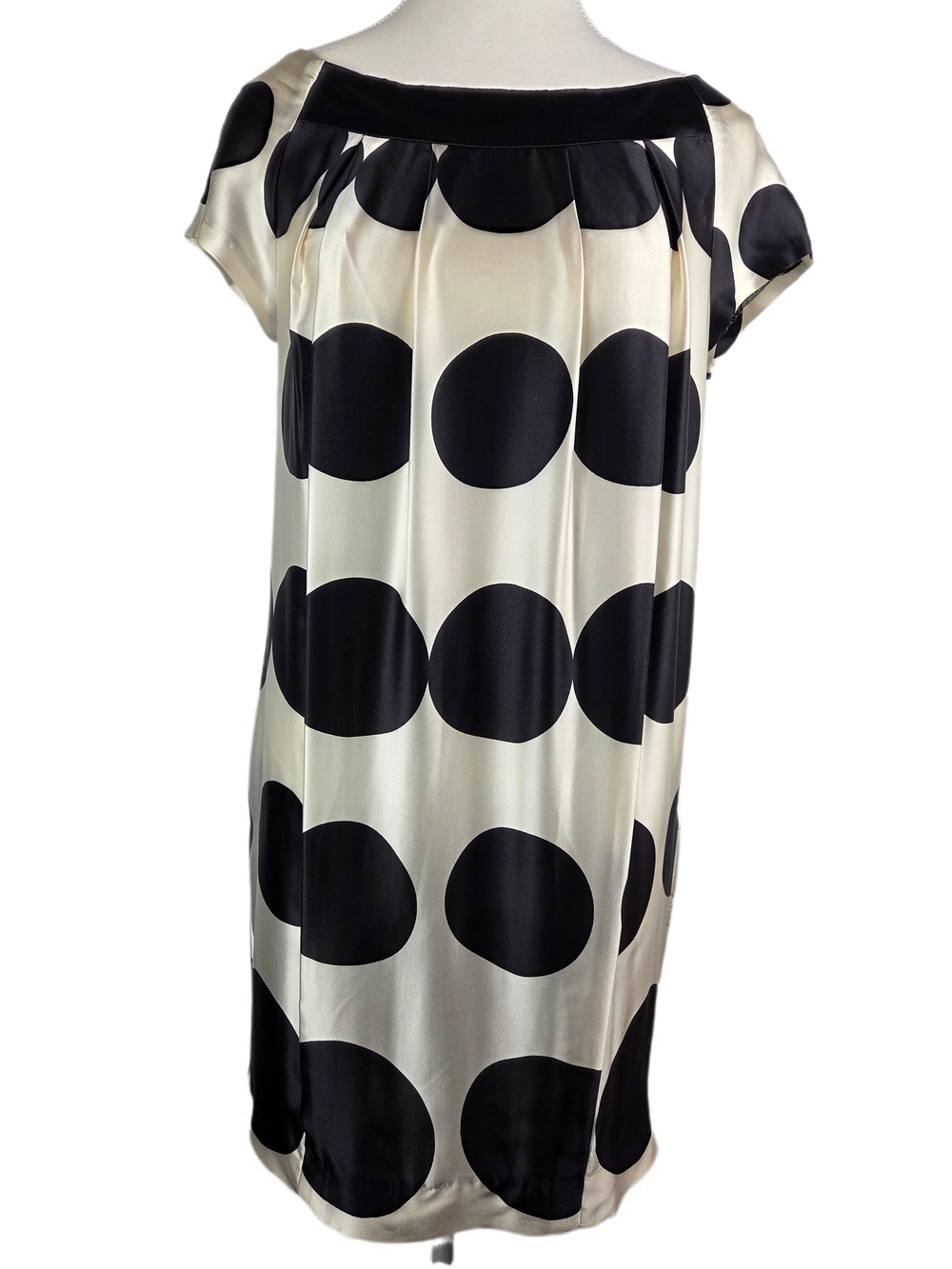 ZARA WOMAN 100% Silk Black & White Polka Dot Sheath Dress